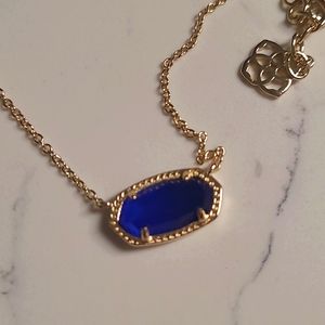Kendra Scott Color Bar Elisa Necklace Gold with Cobalt Blue Stone